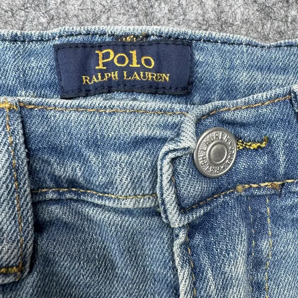 Polo Ralph Lauren Shorts Youth 7 Blue Denim Jean Bermuda Adjustable Waist